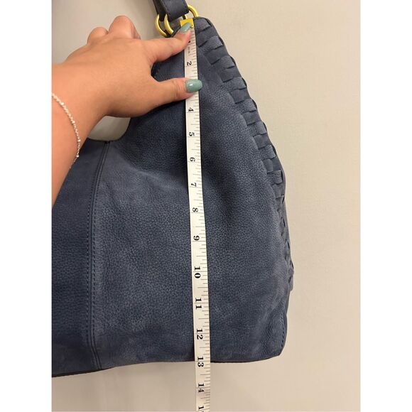 NWOT Nanette Lepore Santa Ana Leather Shoulder Bag Denim Blue Minimalist Quiet l - Picture 4 of 12